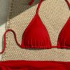 Ensemble Bikini 3 Pièces Femme Rouge Style Bohème
