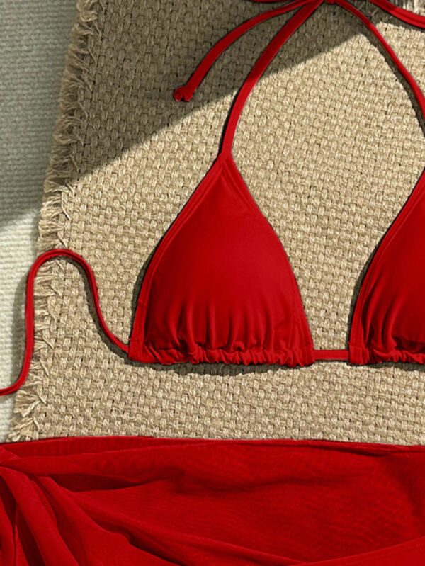 Ensemble Bikini 3 Pièces Femme Rouge Style Bohème