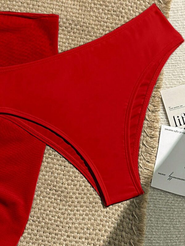 Ensemble Bikini 3 Pièces Femme Rouge Style Bohème
