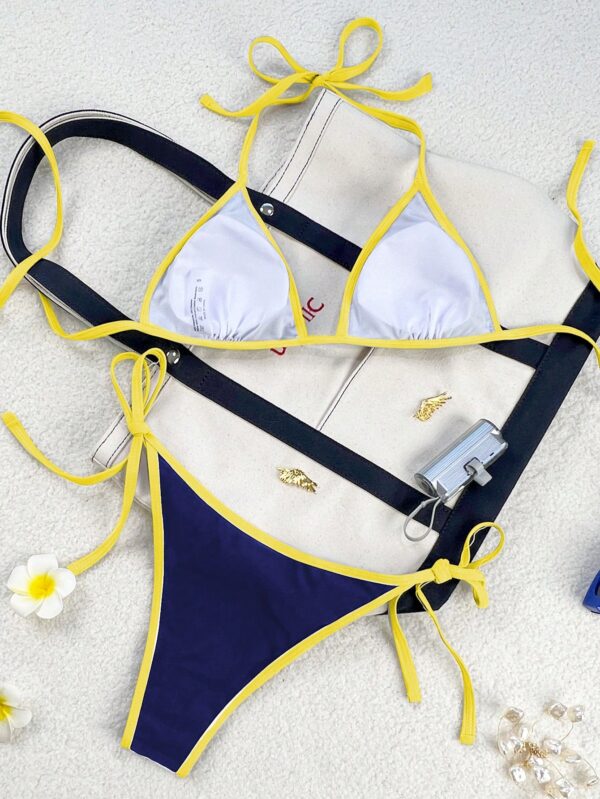 Bikini 2 Pièces Femme Bleu&Jaune
